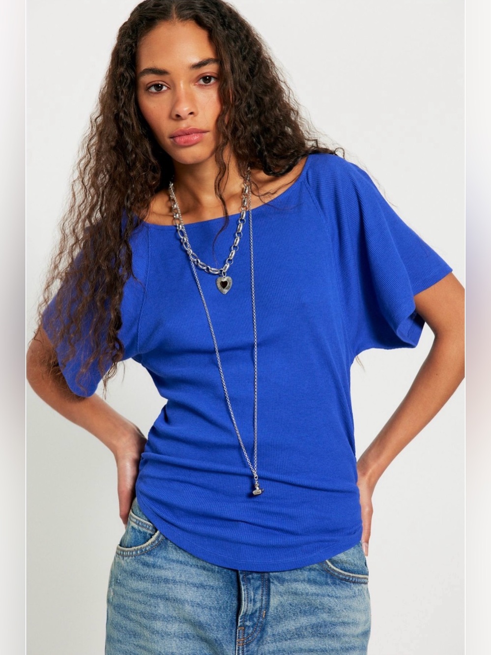 Free People Lucy Off-The-Shoulder Tee (Violet Splendor - Size Medium)